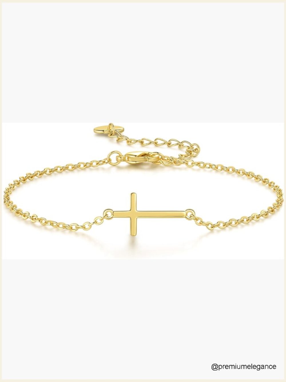14K Gold Plated Cross Bracelet Dainty Thin Charm Bracelet Faith Jewelry Women